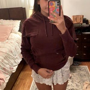 American Eagle mens XS maroon red sweatshirt hoodie